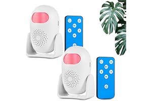 TOWODE Motion Sensor Alarm with 17 Chimes 3 Alarm Modes 4 Volume Levels Wireless Motion Detector Alarm with Remote 110dB Home Security Alarm (2 Motion Detector, 2 Remote Control)