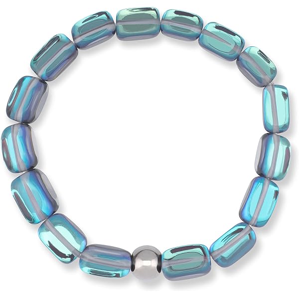 FORUBUS Bracciale Elasticizzato Mistico Sirena Con Perline Di Vetro Luna 8 Mm – Regalo Donna