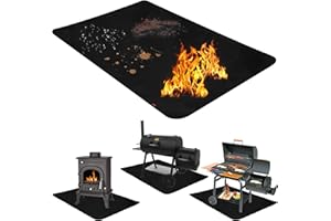 TIDY N EZ XL Under Grill Mat (60x40) Fireproof Waterproof Oilproof BBQ Grilling Mat for Outdoor/Indoor Smoker Cooking, Fire Pit, Pizza Oven Table, Fireplace, Camping, Barbeque | Protects Grass, Patio, Floors