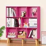 LEYAOYAO Bookshelf,3 Tier Book Shelf with Legs,Pink Modern Bookshelf,Large Freestanding Open Modern Bookshelves,Display Bookcases Decor Furniture for Nursery