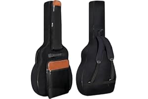 NAGAN Acoustic Guitar Bag with Extra Thick 0.5-inch Padding,40 41 42 inch Gig Guitar Bag with Adjustable Shoulder Straps, Internal Neck Magic Tape, Back Hanger Loop, Waterproof Wear-resistant (Black)