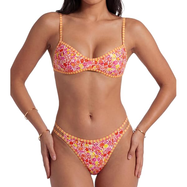 Amazon.com: Red Marble Texture Bikini Sets for Women Swim Top with