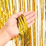 Glitter Gold Foil Fringe Curtain Backdrop 2Pcs 1m x 2.5m view 4