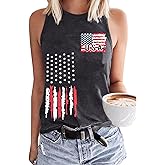 JMFXB 4th of July Tank Tops Women American Flag Shirts Sleeveless American Proud Tee