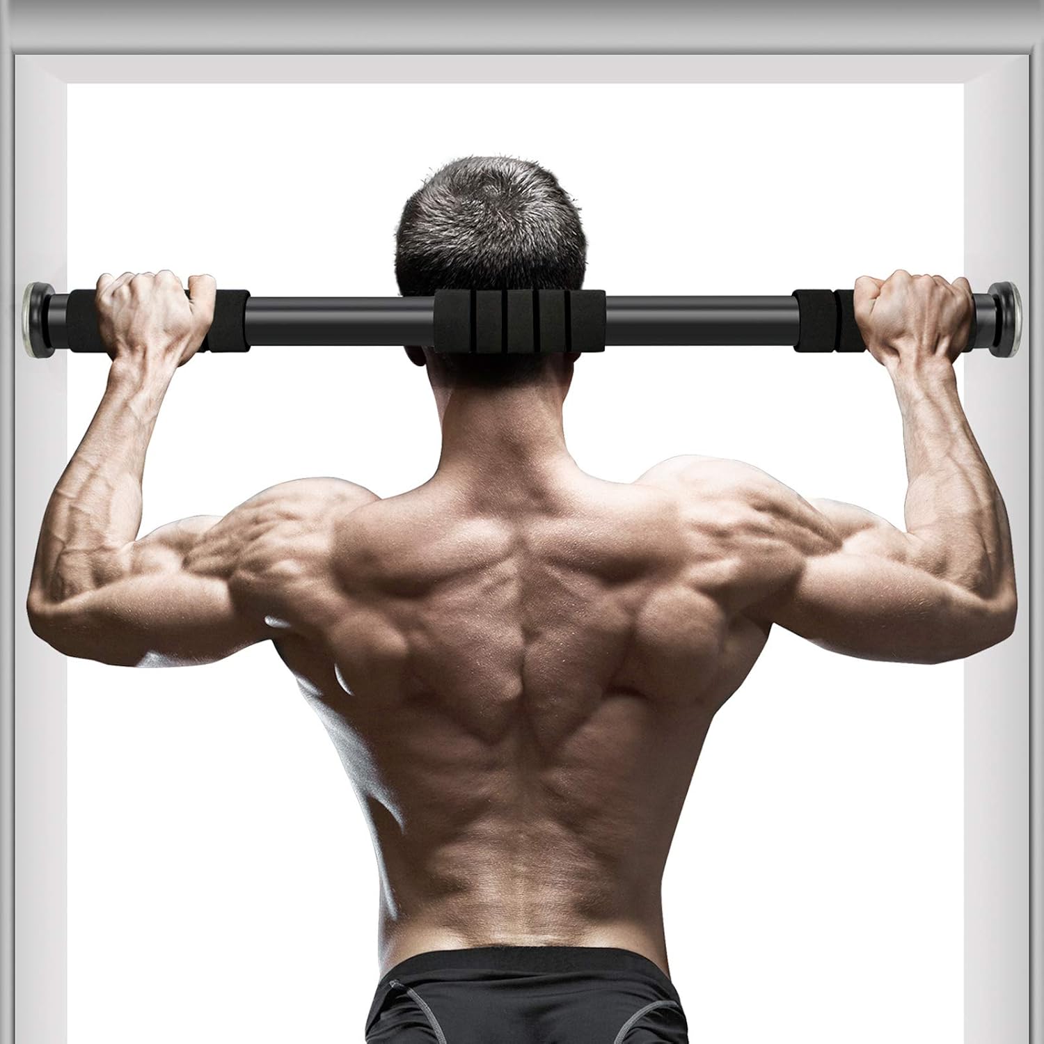 CEWINO Pull Up Bar for Doorway No Screws, Chin Up Bar with Adjustable Width,Door Exercise Bar for Body Workouts Home Gym Exercise Fitness to 440 lbs