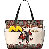 NLZI Beach Bag for Women Beach Tote Bag Waterproof Sandproof Large Bags with Zipper Big Capacity for Vacation Travel