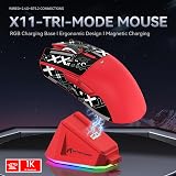 ATTACK SHARK X11 Gaming Mouse with Magnetic Dock 22000 DPI BT/2.4G/Wired Red view 2