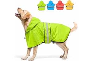 Candofly Dog Raincoat Hooded Poncho - Adjustable Waterproof Dog Rain Jacket Lightweight Reflective Dog Rain Coat Pet Slicker for Small Medium Large Dogs (X-Large, Green)