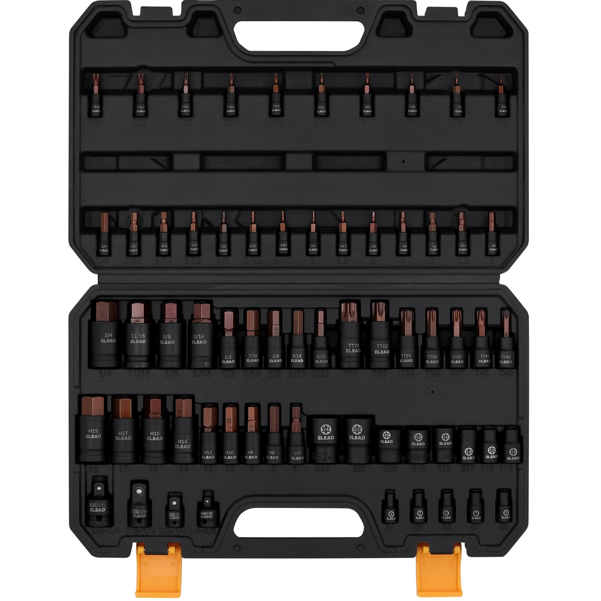 Photo 1 of 66-Piece Torx Bit & Hex Bit Socket Set: Premium CR-V & S2 Alloy Steel, Star Tamper Proof T8-T70 & E-Torx E4-E24, High Torque Laser Marked for Automotive Mechanic