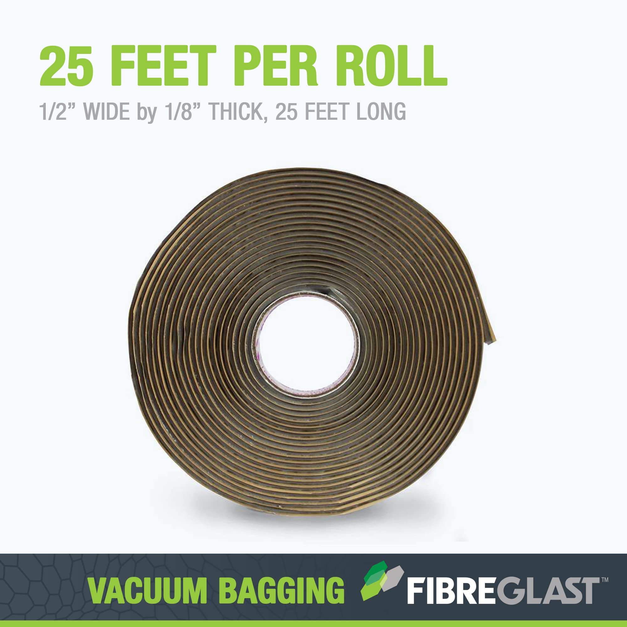 Fibre Glast High-Temp No-Leak Vacuum Seal Tape, Gray, 25ft – Vacuum Bagging Supplies, Vac Purge Kits – Use for Carbon, Fiberglass, Epoxy & Resin Composites – Made in USA