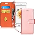 FYY Designed for iPhone SE Case 2016 (1st Generation) / iPhone 5 Case/iPhone 5s Case, Luxury PU Leather Wallet Phone with Card Holder Protective Shockproof Kickstand Case Cover Rose Gold