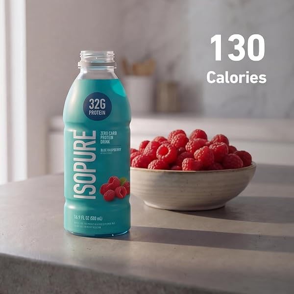 ISOPURE ZERO CARB 32G CLEAR PROTEIN READY-TO-DRINK, WHEY PROTEIN ISOLATE, BLUE RASPBERRY, 12 PACK