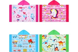 Vinsatin 4 Pieces Kids Bath Towels Hooded Large Beach Towel for Kids Girls Boys, Swim Towels Ponchos with Hood 30''x50'' Large Cotton Travel Towels with Hood for Ages 3-10 Teen Beach Gift