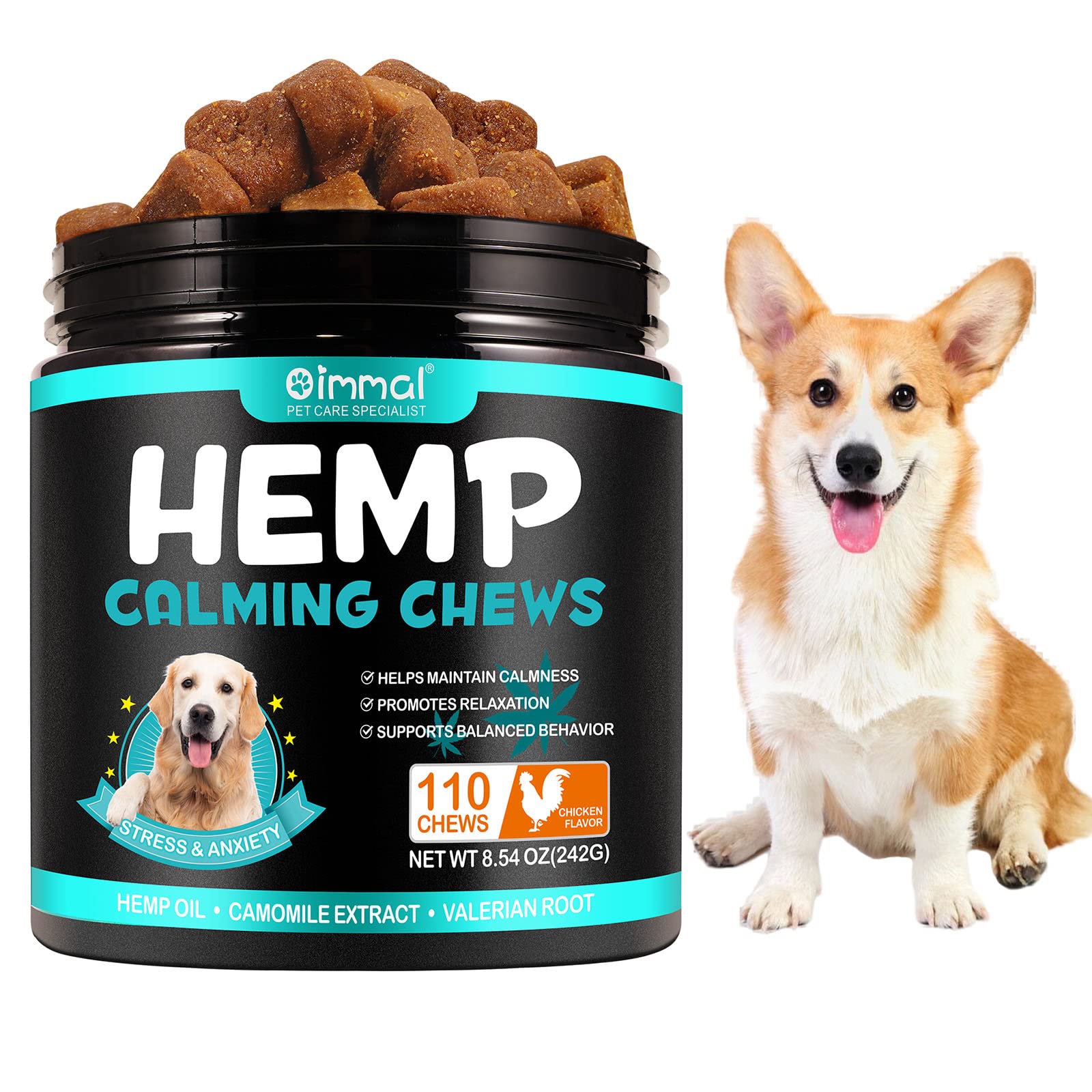 TailaiMei Calming Chews for Dogs,Dog Calming Treats,110 Soft Dog Calming Treats Chicken Flavor, Dog Anxiety Relief, Storms, Barking, Chewing