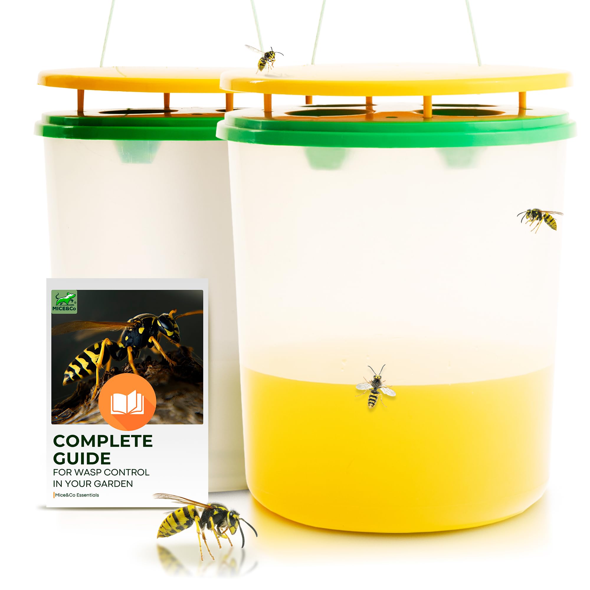 Mice&Co 2 x Wasp Traps - Large Professional Asian Wasp Vespa Velutina Hornet Trap - Wasp Nest Killer Trap Catcher | Hangable, Outdoor, Garden, Reusable