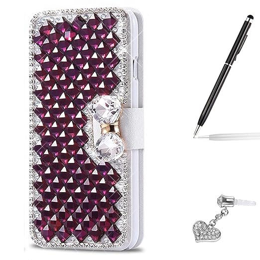 Kompatibel mit iPhone 5C Hülle,iPhone 5C Schutzhülle,3D Bling Glänzend Glitzer Kristall Strass Diamanten PU Lederhülle Flip H