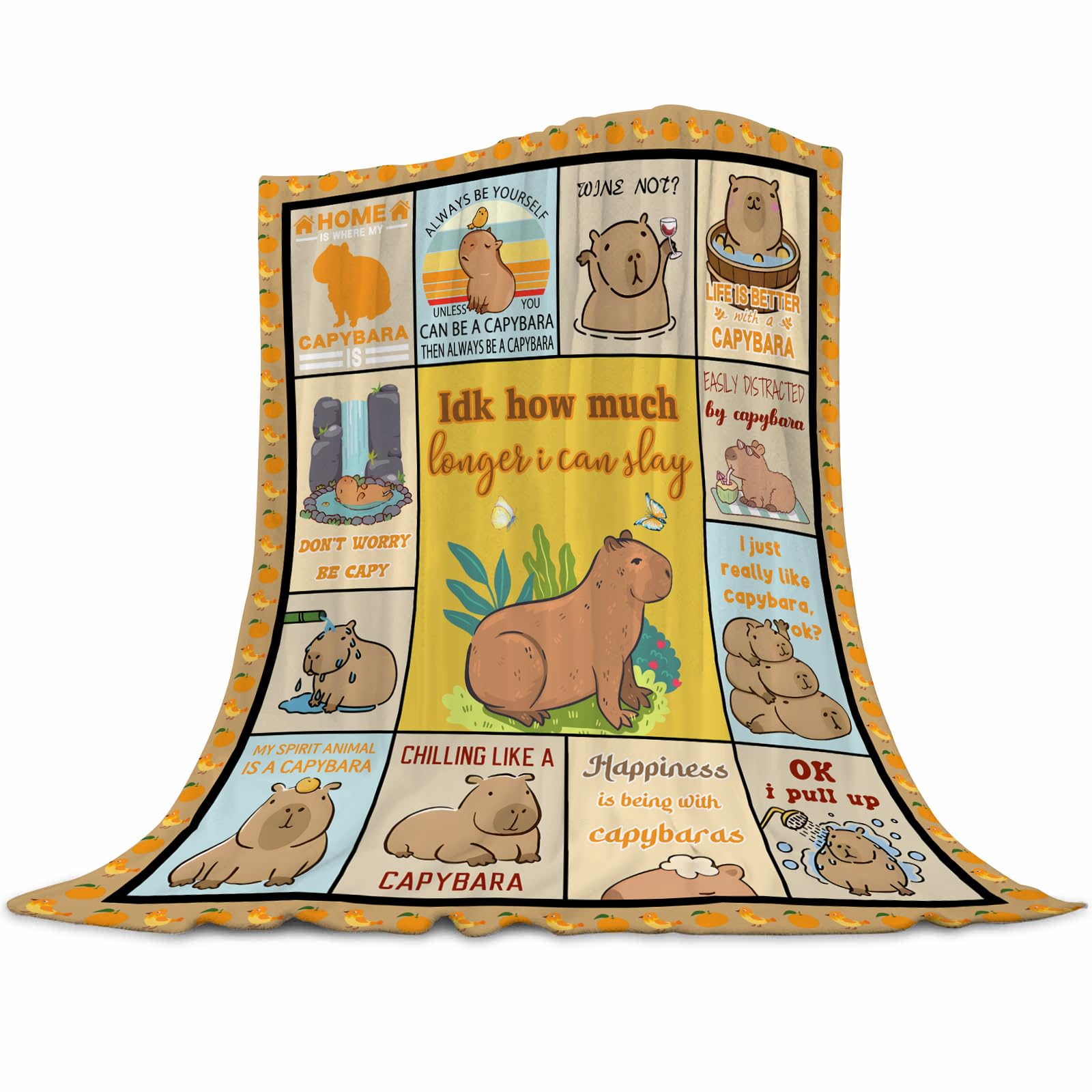 Gaakvrr Cute Capybara Blanket, Capybara Blankets Throw Flannel Bed Throw Cozy Lightweight Plush Gifts for Kids Boys Girls Sofa Couch Bedroom All Season, Home Decor 130x150cm(50x60 Inch)