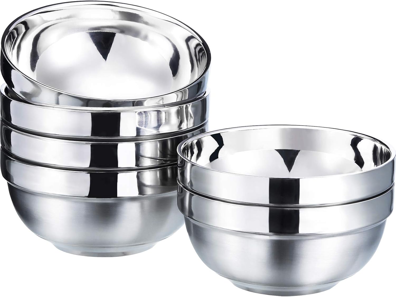 SATINIOR 6 Pack Stainless Steel Bowl Set Double-walled Insulated Metal Snack Bowls (18 oz): Kitchen & Dining