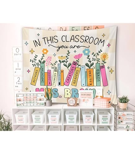 "Happy To See Your Face" Classroom Tapestry - Welcome Back Banner, Pastel Teacher Decor, Bulletin Board Sign (78")