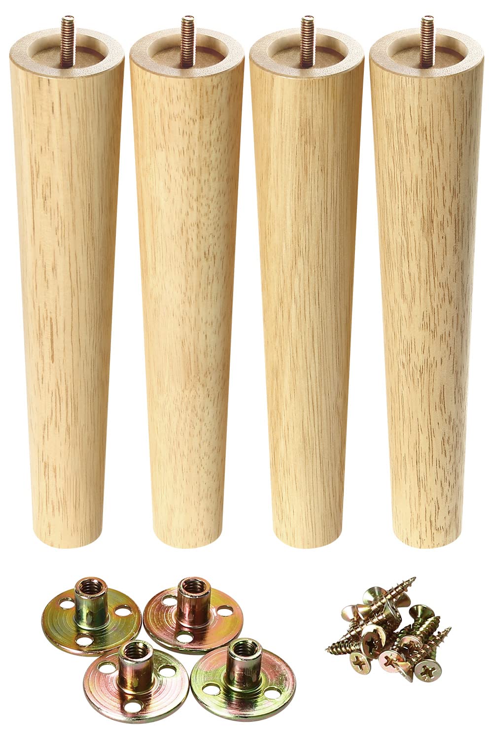 GOSCHE Wood Furniture Legs 30 cm, Wooden Chair Table Legs Set of 4, Modern Style Replacement Furniture Feet for Bed Cabinet Couch Cupboard Armchair, Family DIY Sofa Legs with Screws Mounting Plate