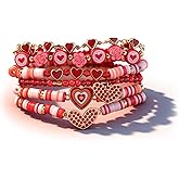 HUASAI Heart Bracelet Red Heart Bracelets for Women Valentines Bracelet Valentines Day Gifts for Women Trendy