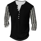 Zhyaj Henley Shirts for Men Casual Workwear Lightweight Long Sleeve T-Shirts Quick Dry Shirts Graphic Club Pullover Tee