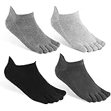 meaiguoToe Socks No Show Running Five Finger Crew Socks for Men Women 4 Pack