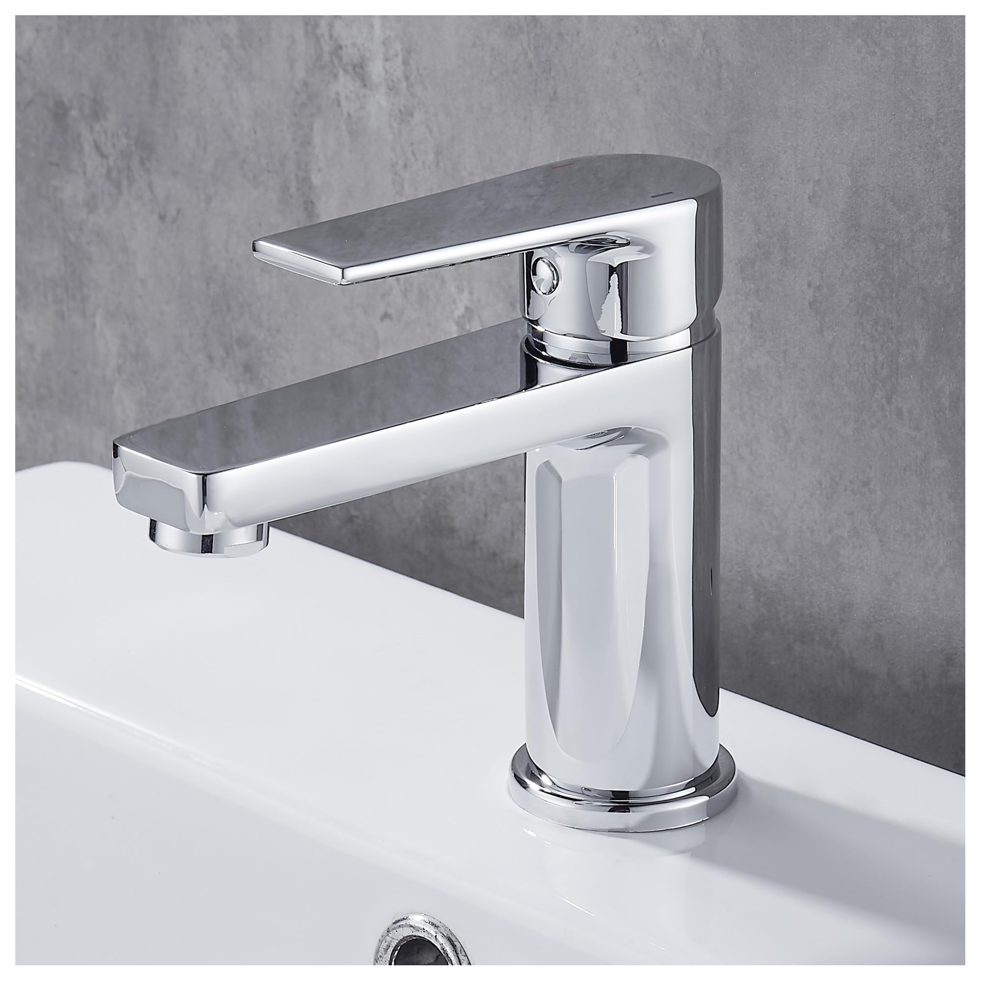 GRICOL Bathroom Sink Taps Basin Mixer Tap Single Lever Dual Flow Hot and Cold Solid Brass Bathroom Faucet Chorme Silver