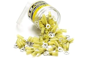 100PCS Heat Shrink Crimp Ring Connectors 5/16" Yellow 12-10 AWG - Sopoby Heat Shrink Connectors - Electrical Connectors - Automotive Marine Ring Connectors