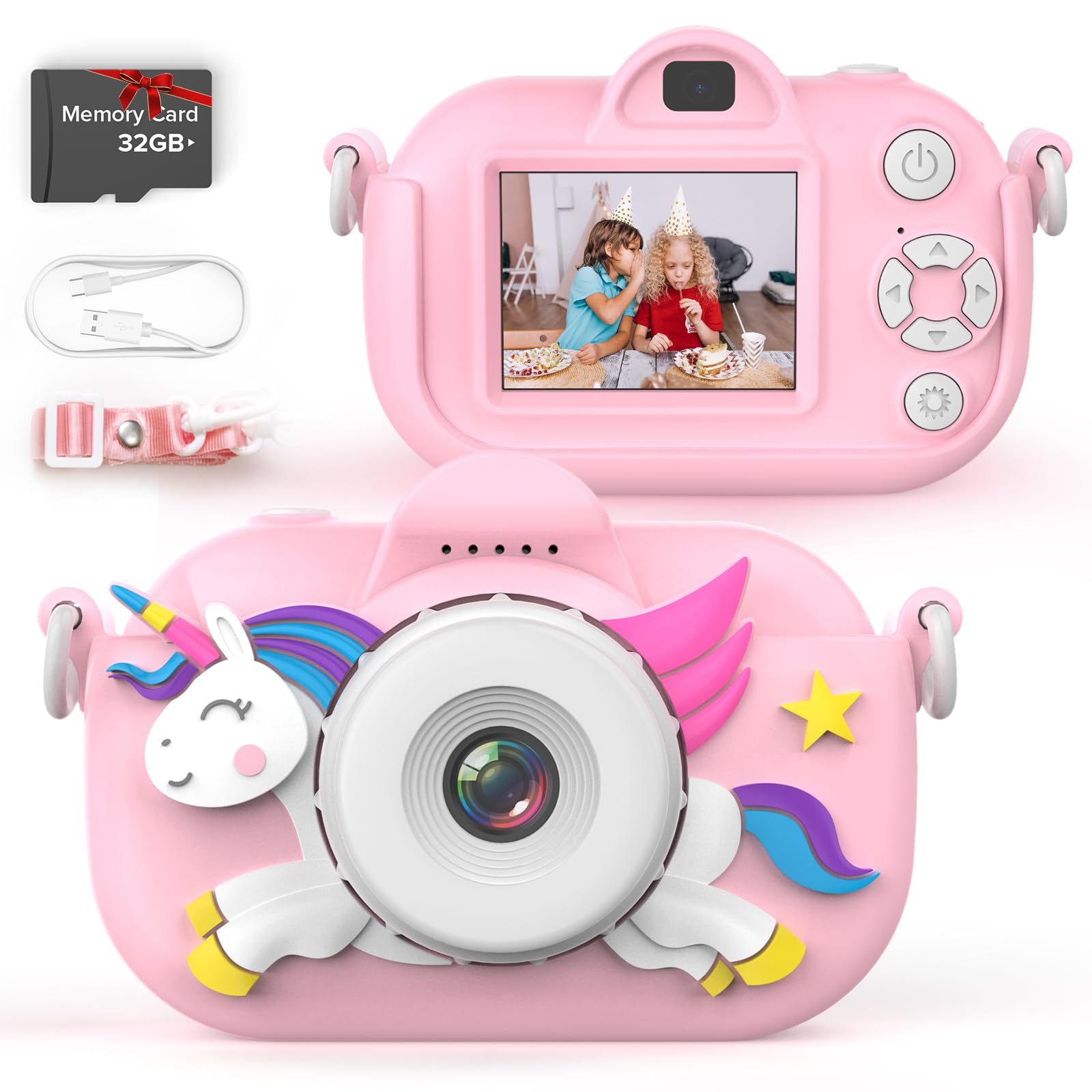 Photo 1 of Kids Camera for Girls, 3-12 Year Old Girl Toys Christmas Birthday Gifts, 32MP HD Dual Lens Toddler Camera for Kids, 1080P Video Kids Digital Camera, Kid Camera Toys with 32GB TF Card