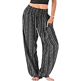 Lotus and Luna Women's Harem Pants Thai Pants for Beach & Lounge High Waisted Flowy Boho Pants Genie Pants Yoga Pants