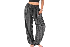 Lotus and Luna Women's Harem Pants Thai Pants for Beach & Lounge High Waisted Flowy Boho Pants Genie Pants Yoga Pants