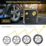 WindGallop 12V Car Tyre Inflator with Gauge 3 Adapters 11.7ft Cable Yellow view 2