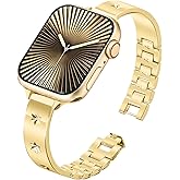 DEALELE Bands Compatible with Apple Watch 49mm 46mm 42mm 45mm 41mm 44mm 40mm 38mm, Slim Thin Snowflake Metal Replacement Bracelet for iWatch Series 10/9 / 8/7 / 6/5 / 4/3 / SE Women Men