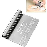 Pro Dough Pastry Scraper/Cutter/Chopper Stainless Steel Mirror Polished with Measuring Scale Multipurpose- Cake, Pizza Cutter