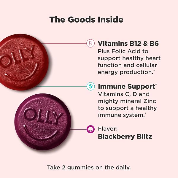 OLLY MEN’S MULTI GUMMIES, SUPPORTS OVERALL WELLNESS,* VITAMINS A, C, D, E, BS & ZINC, BLACKBERRY BLITZ FLAVORED, 65 DAY SUPPLY – 130 COUNT