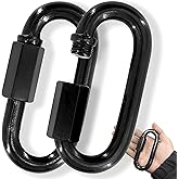 4.2" Chain Quick Links, 2Pcs 1/2" Heavy Duty Carabiner, 2500 LBS Capacity, High Strength Anti-Rust Chain Connector for Hammock Hanging, Camping, and Hiking (Black)