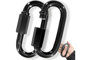 SEUNGCH 4.2" Chain Quick Links, 2Pcs 1/2" Heavy Duty Carabiner, 2500 LBS Capacity, High Strength Anti-Rust Chain Connector for Hammock Hanging, Camping, and Hiking (Black)