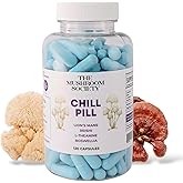 Chill Pill - Lion’s Mane, Reishi, L-Theanine & Boswellia Extract Blend - Mushrooms Supplement for Relax, Recover & Recharge - 120 Vegan Capsules