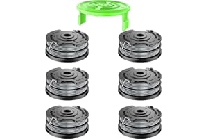 Chway 7 Pcs Dual Line String Trimmers Spools Compatible with Greenworks Model 2101602, 2101602A, STBA40B210, BST4000, 0.065" Line Replacement Spool (2900719) and Spool Cap Cover(6 Spools + 1 Cap)