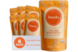 Brodo Organic Chicken Broth | Nutrient Dense, Chef Crafted Bone Broth in Single Serving Pouches | Not Made From Concentrate, No Preservatives (6x 8.3 oz Pouches)