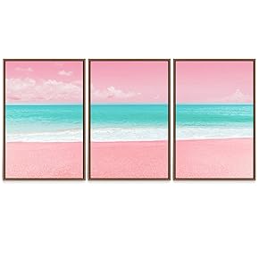 SIGNWIN 3 Piece Framed Canvas Wall Art Pink...