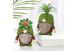 UPLTOWTME Succulent Gnomes Summer Green Plants Gnomes Swedish Plush Tiered Tray Decoration Tomte Doll Decor Cacti Nordic Dwarf Spring Home Stuffed Gnomes Collection Garden Gift for Her Him Plant Lover
