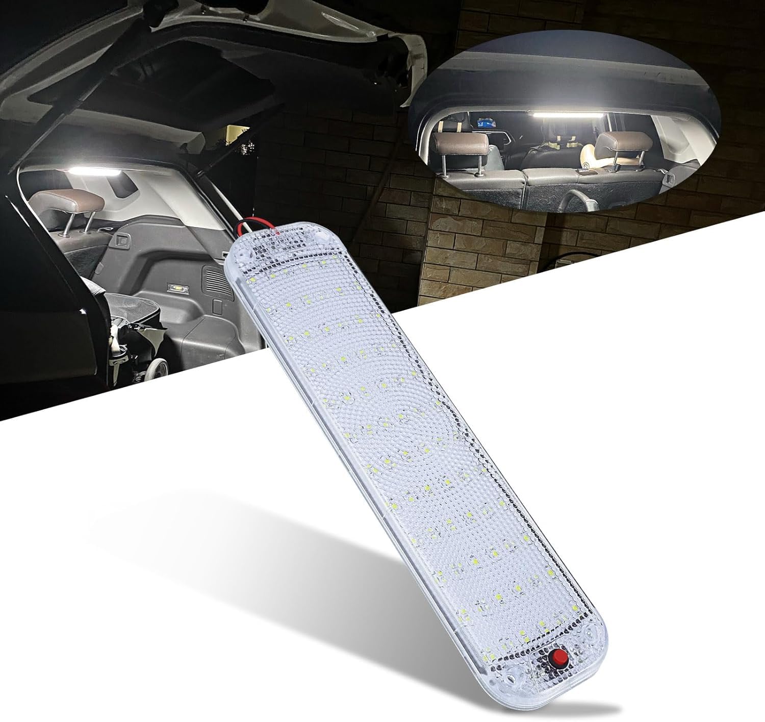 WOWLED 12V 72LED Interior Lights, 10W LED RV Ceiling Roof Lights Bar Lamp with On/Off Switch, LED Interior Lighting for Car Camper Van Bus Caravan Boat Dome Light Camp Motorhome Kitchen