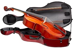 Crossrock Ultra Carbon Fiber Case fits 4/4 Full Size Cello, Super lightweight as 6 lb, with Protective Cover, TSA Lock -Pearl