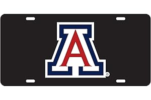 CRAFTIQUE ARIZONA WILDCATS Black Mirrored License Plate Tag