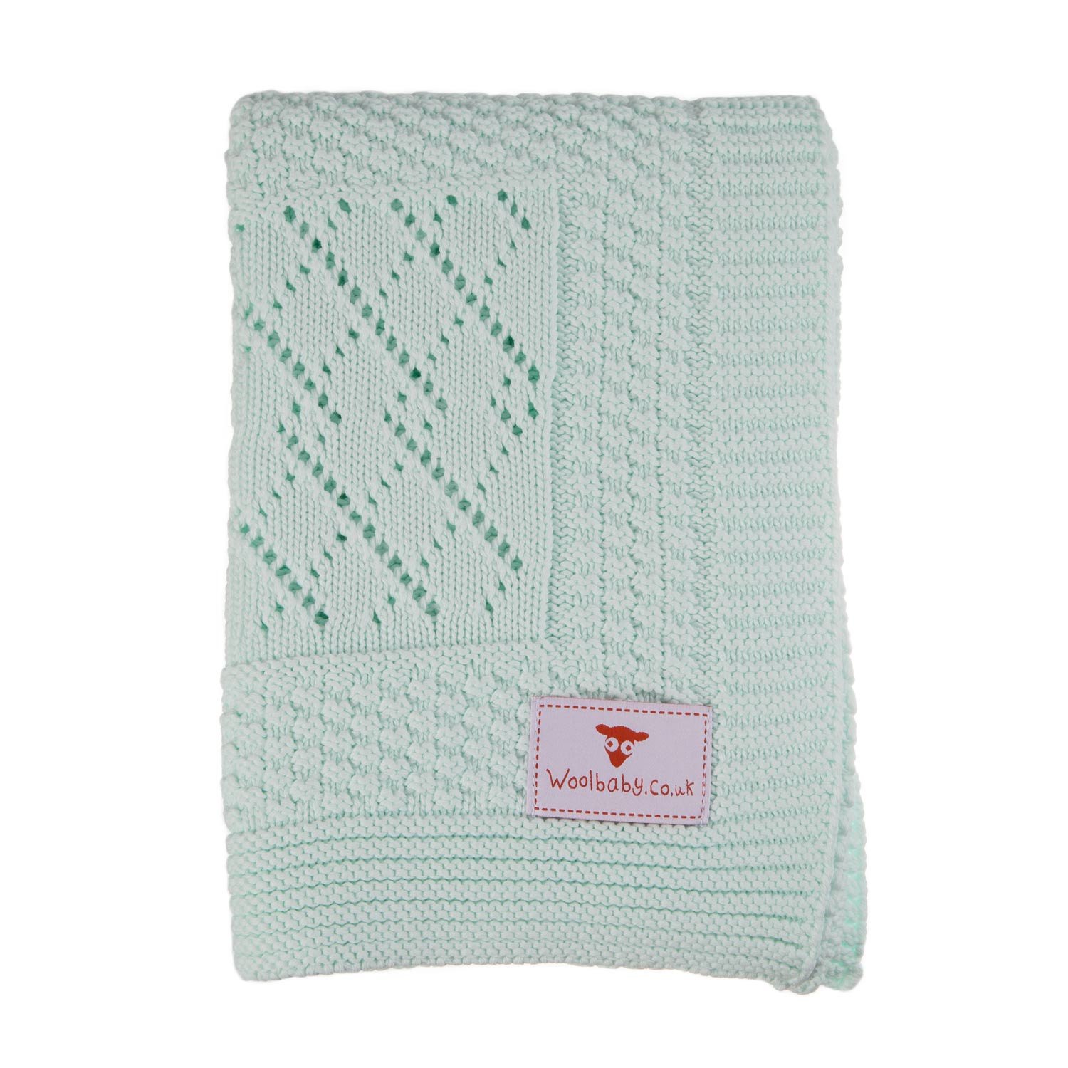 The Wool Company Patterned Knitted Baby Blankets Mint Amazon.co.uk