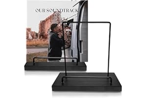 KHOSHEA Vinyl Display Stand - Vinyl Record Display Stand - Vinyl Now Playing Stand - Tabletop Record Holder - Single Record Stand - Display your LPs, CD´s, Albums, Tablet |2 PCS (Black)|