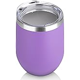 DOMICARE Stainless Steel Wine Tumbler Bulk with Lid, Personalized Insulated Tumblers Set, 12oz Travel Coffee Cups Pack of 1, Purple
