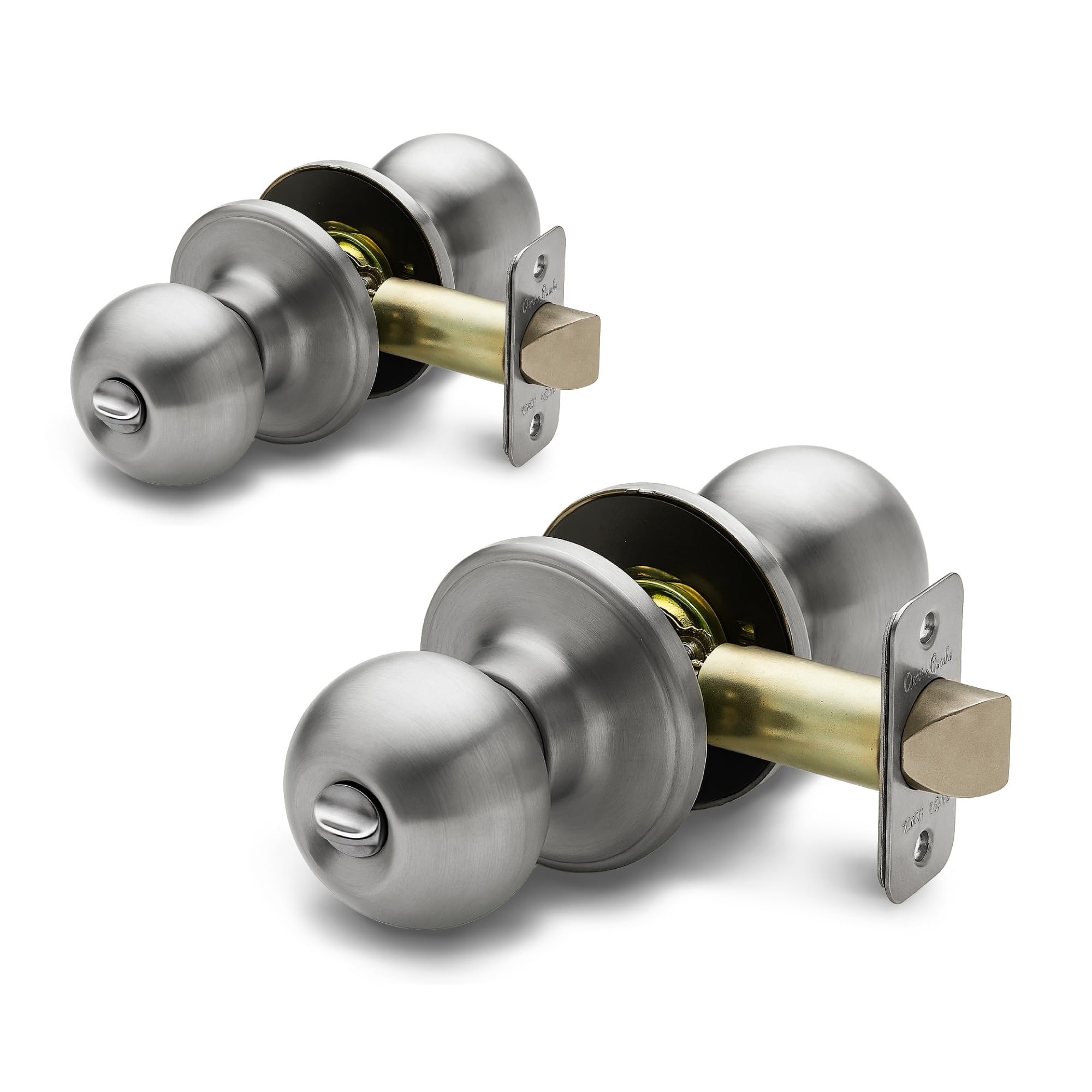 Photo 1 of Copper Creek Privacy Interior Door Knob – ANSI Grade-3 Certified, Modern Heavy Duty Handle, Easy Install and Reversible for Bedroom, Bathroom & Closets – Satin Stainless (2 Pack)